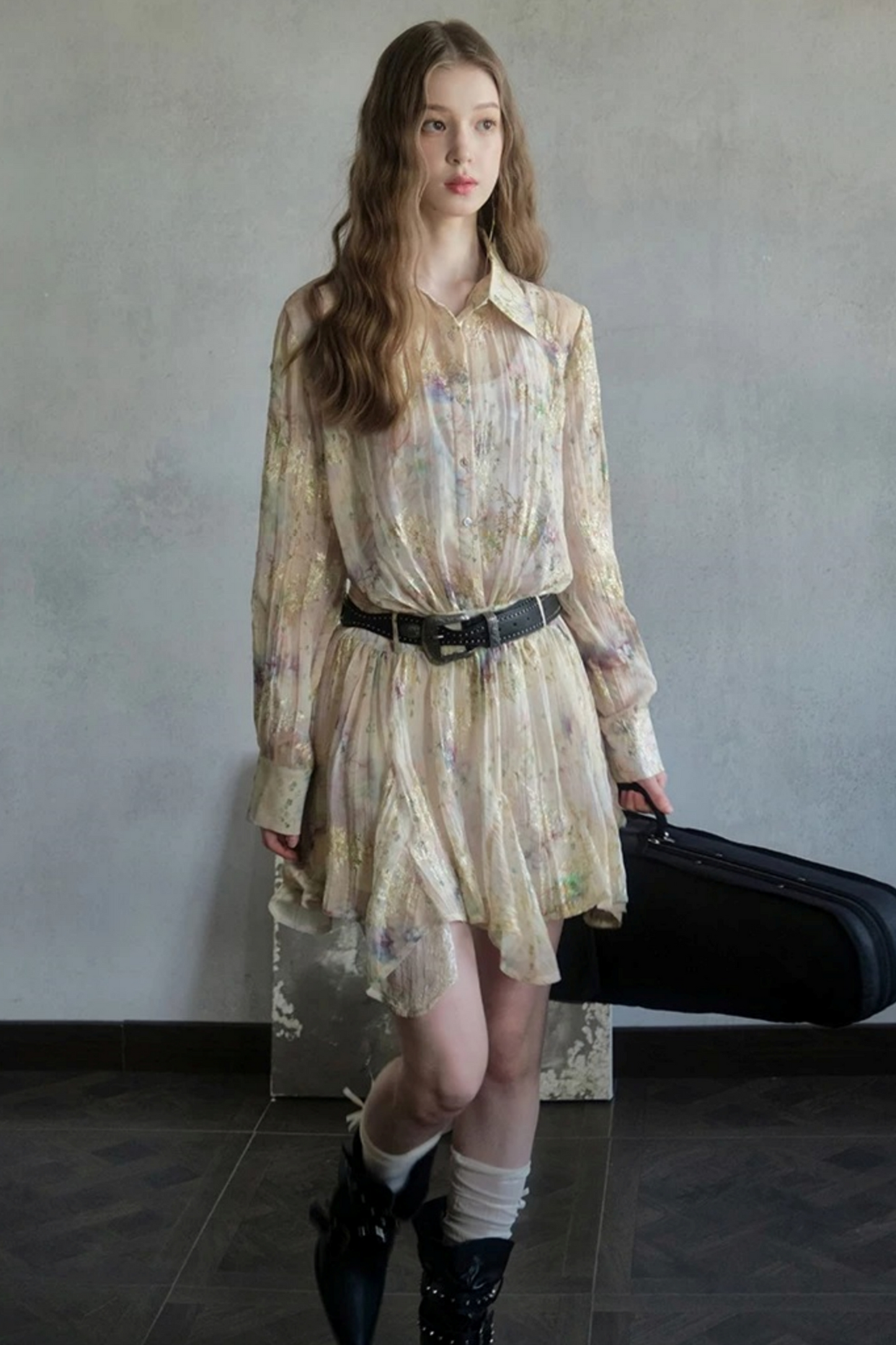 Sunset Embroidery Pleated Dress Set
