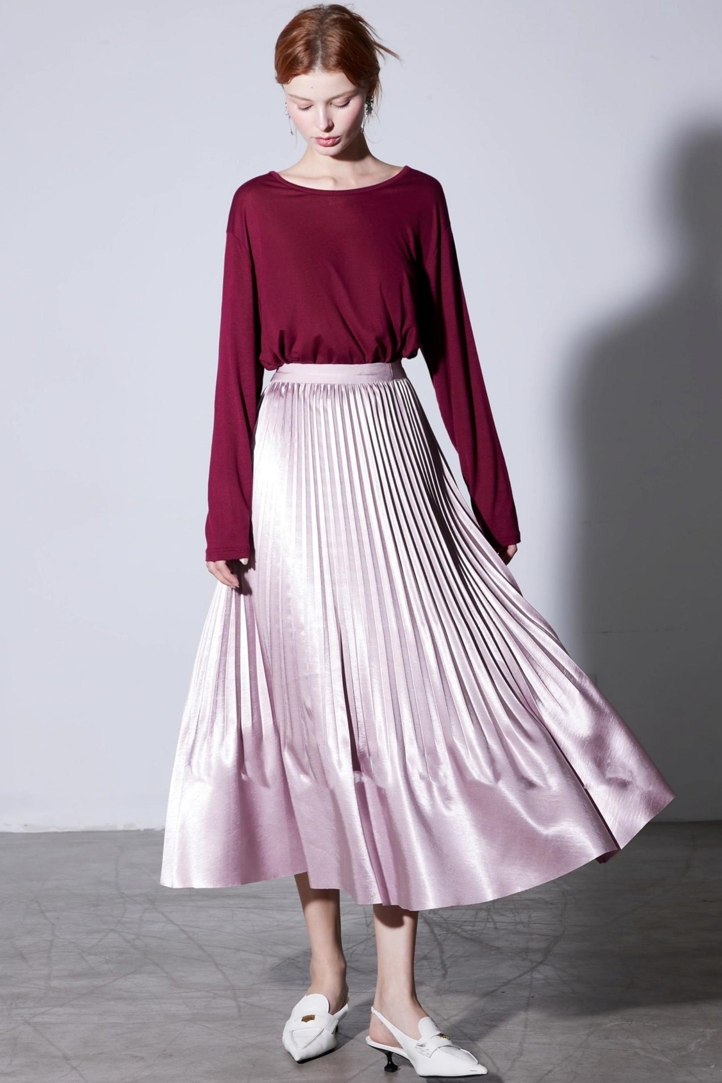Gilt Satin Mermaid Pleated Skirt