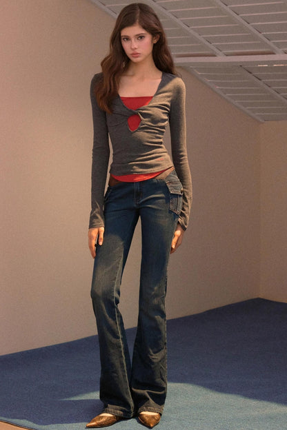 Vintage Patchwork Flared Jeans