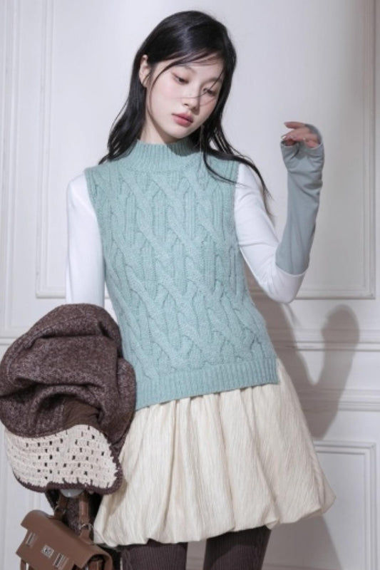 Lake Blue Wool Patchwork Dress