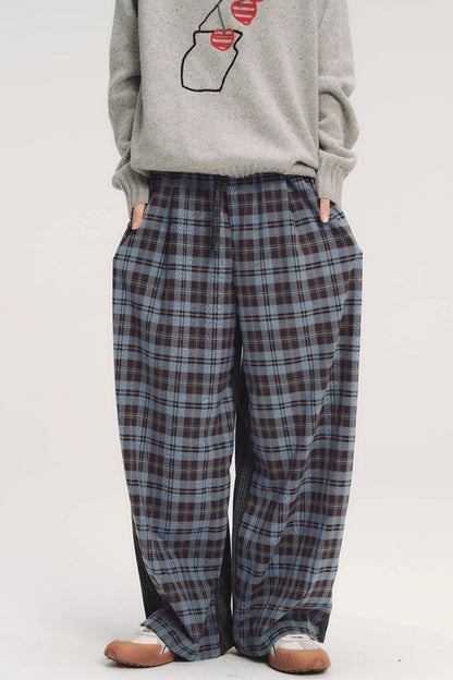 Colorful Embroidery Plaid Pants