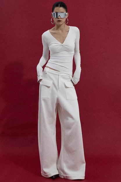 Warm Fleece Wide-Leg Pants