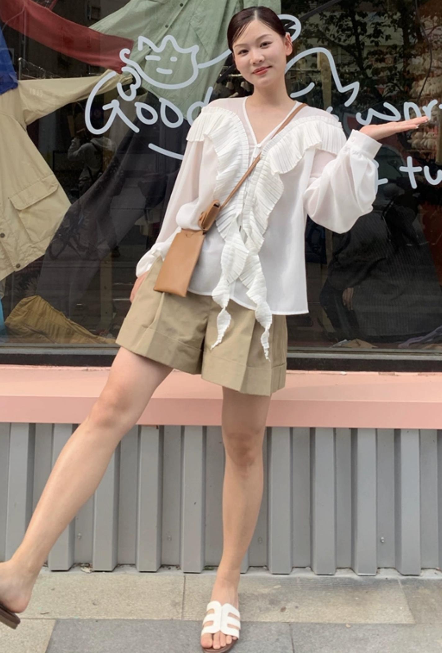 Sheer V-Neck Flutter Shirt