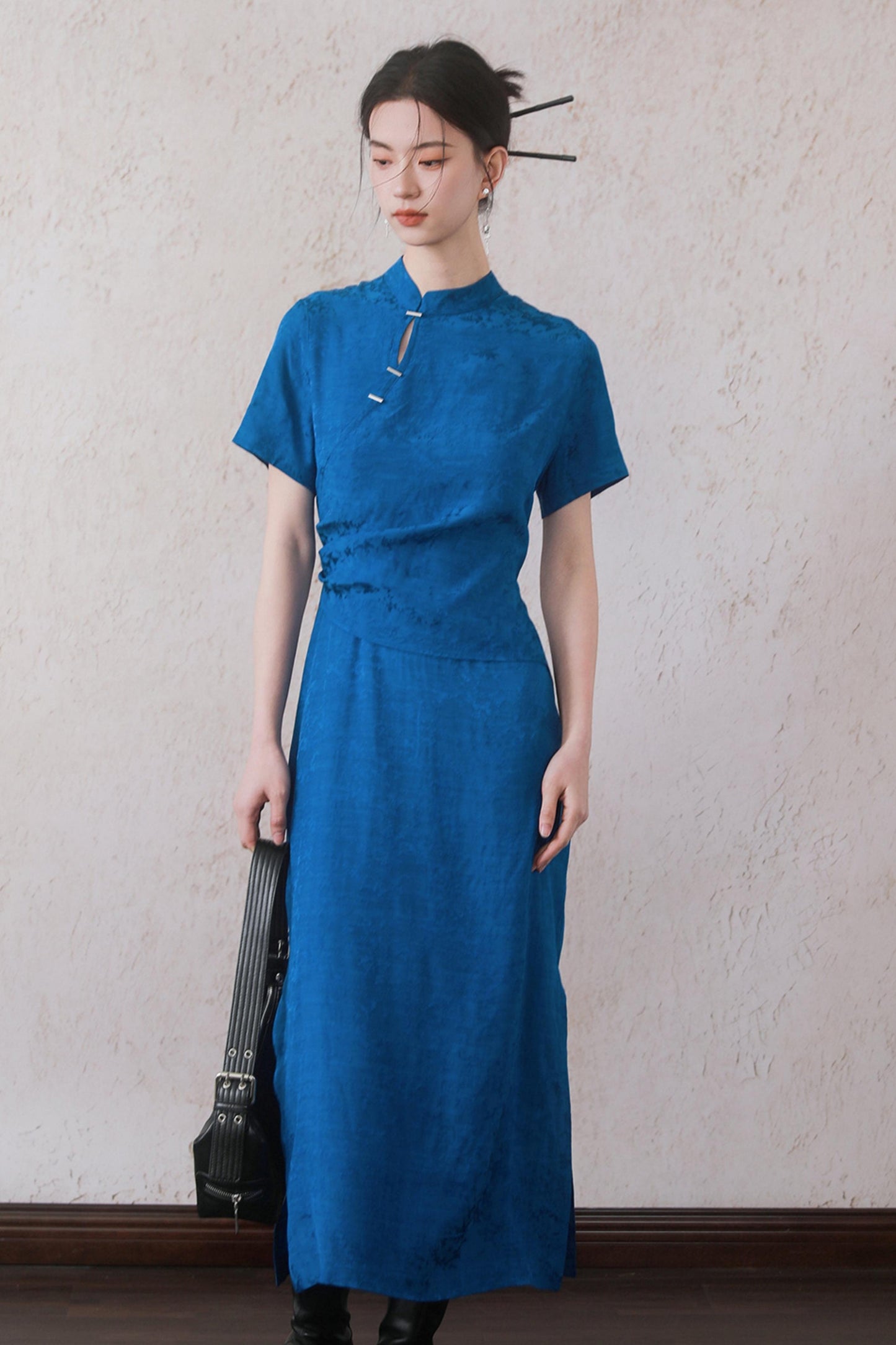 Blue Drawstring Dress