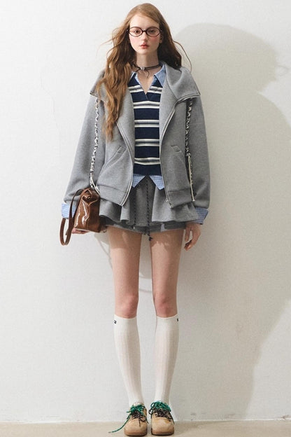 Knitted Sweatshirt Skirt Set-Up