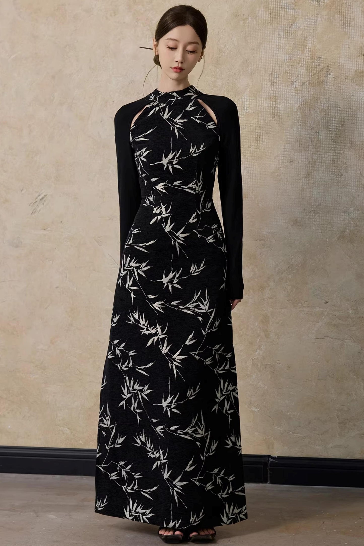 Bamboo Leaf Cheongsam Dress