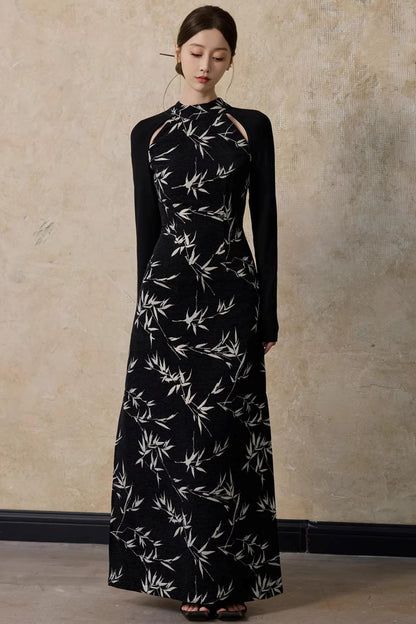 Bamboo Leaf Cheongsam Dress