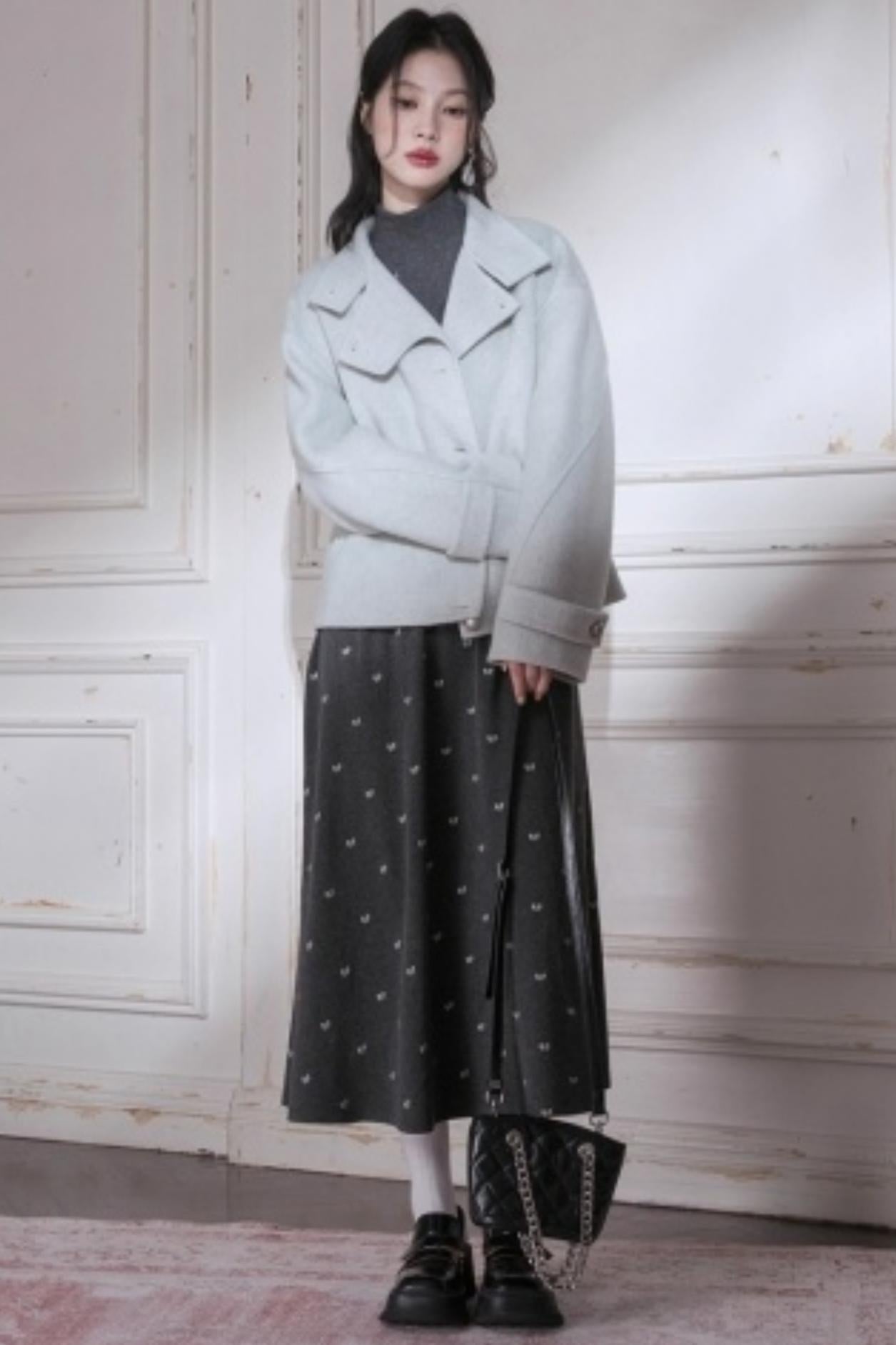 Off-the-Shoulder Knitted Bow Print Dress