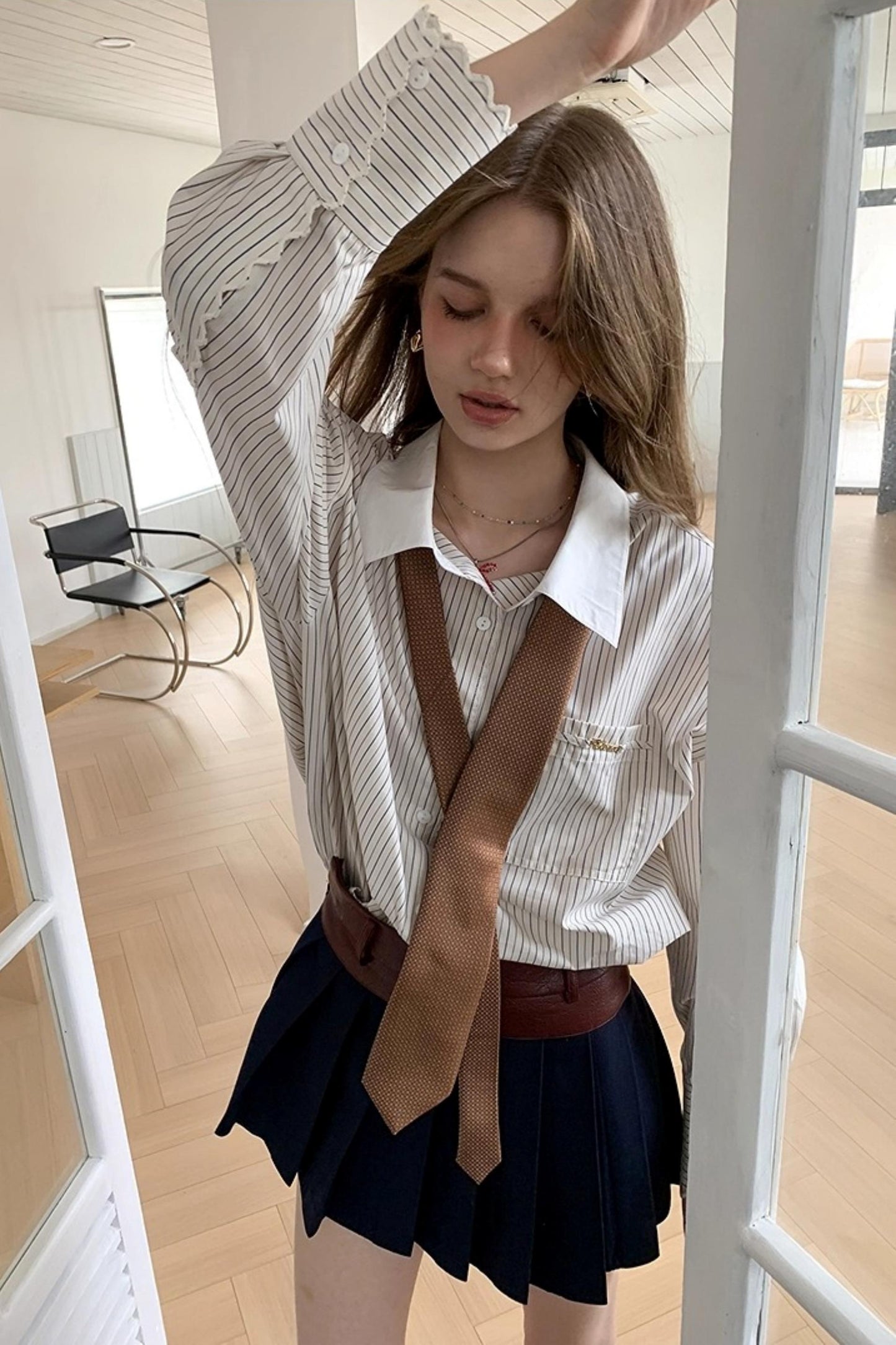 Long Sleeve Loose Striped Shirt