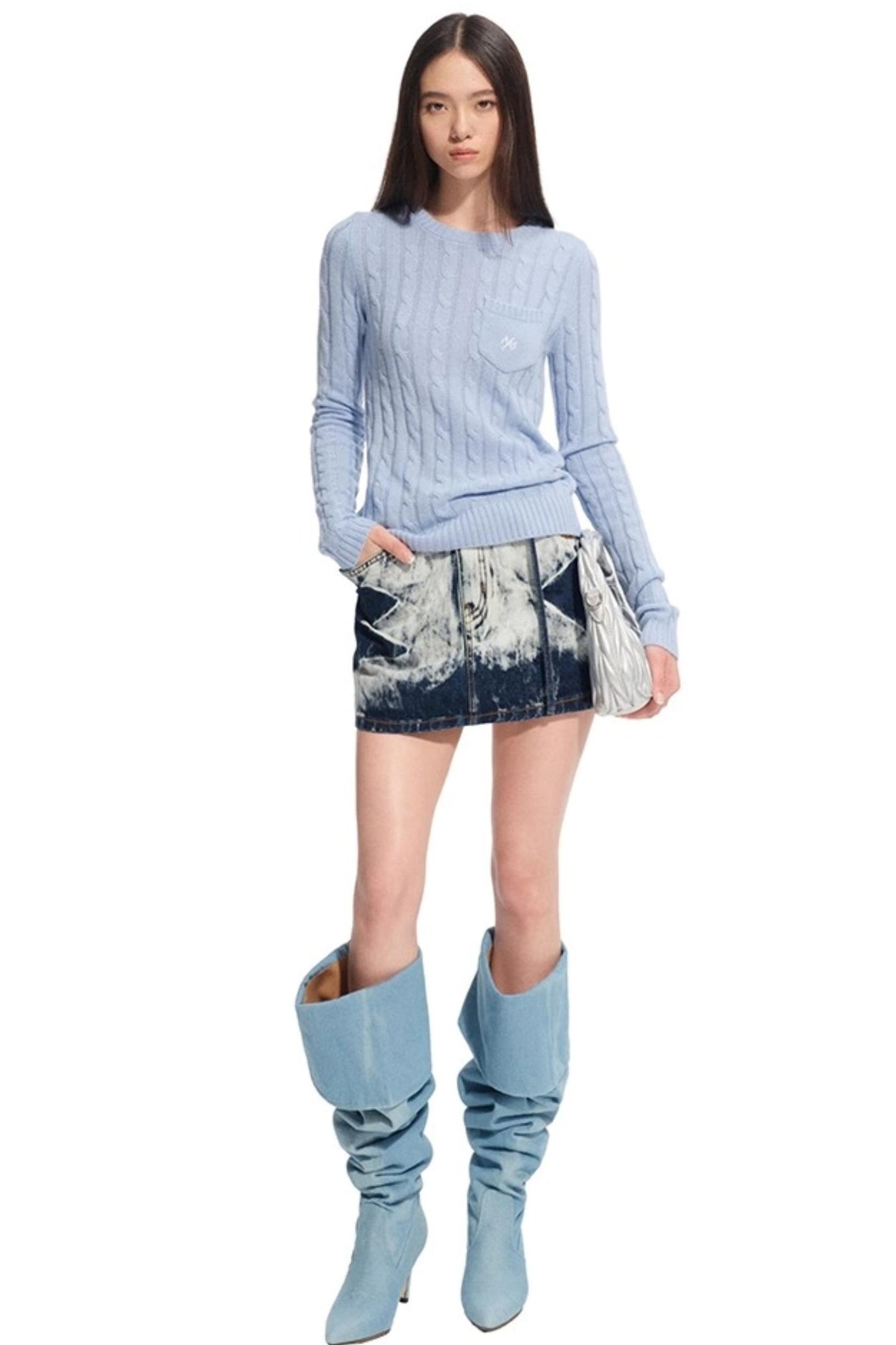 Cashmere Wool Cable Knit Top