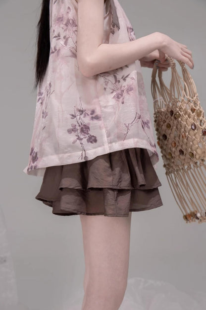 Rose Tea Set with Pleated Skirt set