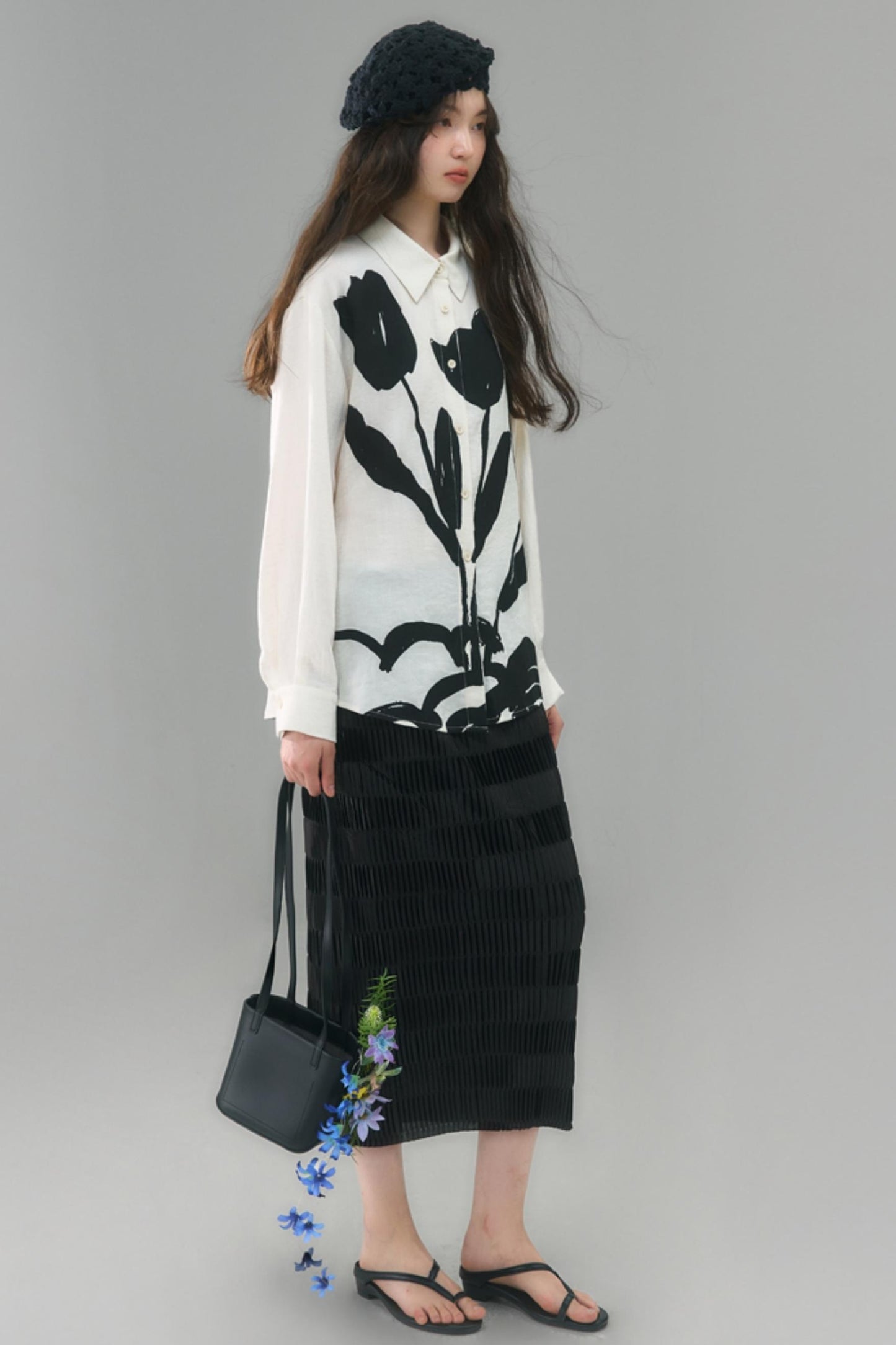 Mercerized Pleated Check Skirt