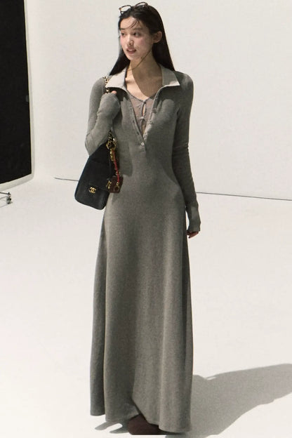 Plush Smoke Shirt Collar Dress Set-Up