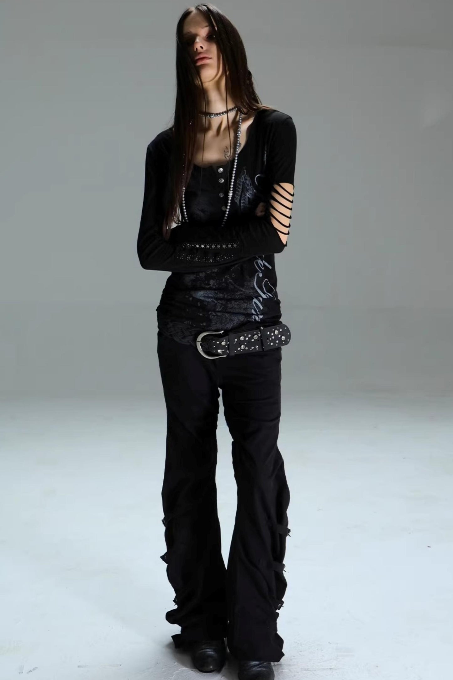 Ripped Punk Printed Sweater