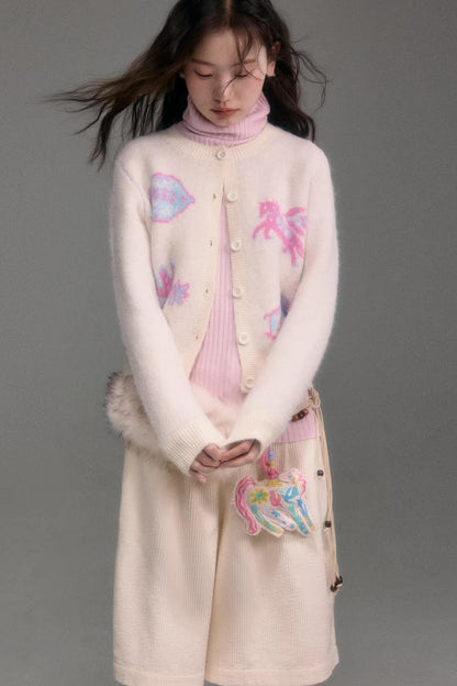 Color-Blocked Wool Blend Cardigan