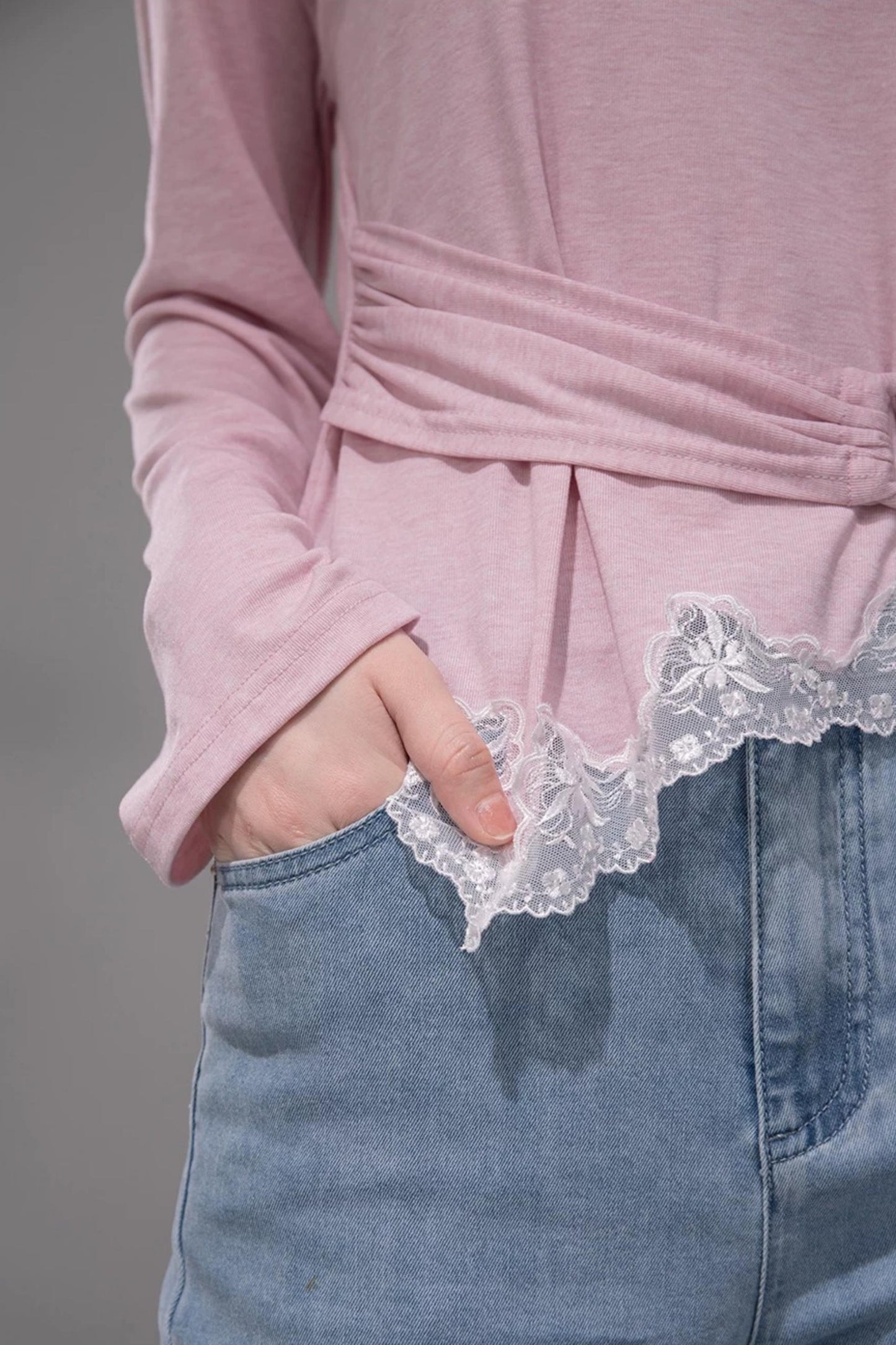 Pink Lyocell Lace Top