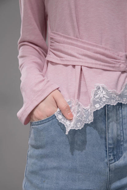 Pink Lyocell Lace Top