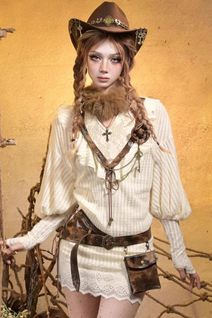 Punk Retro Knitted Dress Set-Up