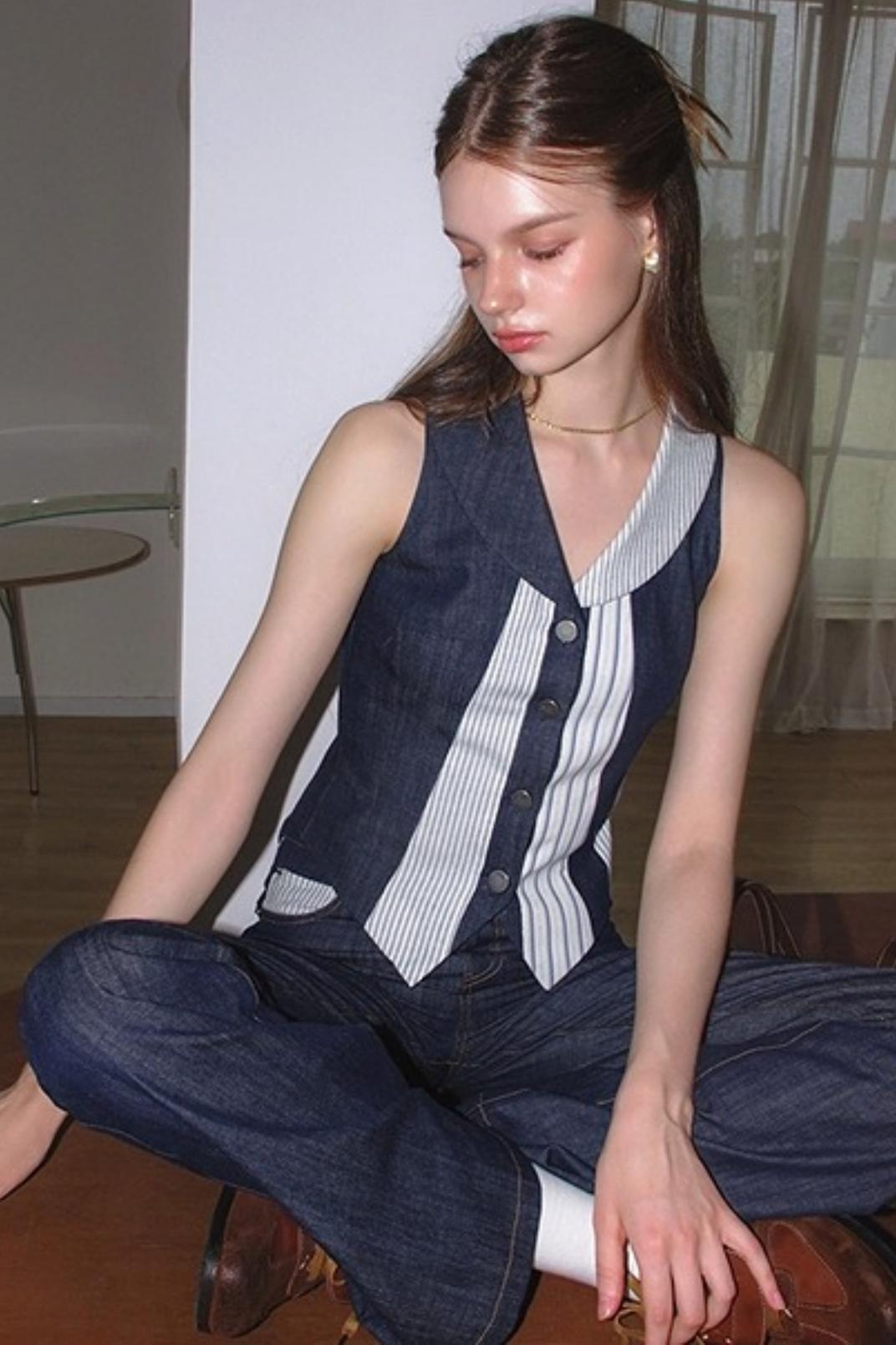 Washed Denim Pants Set-Up