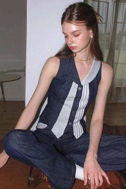 Washed Denim Pants Set-Up