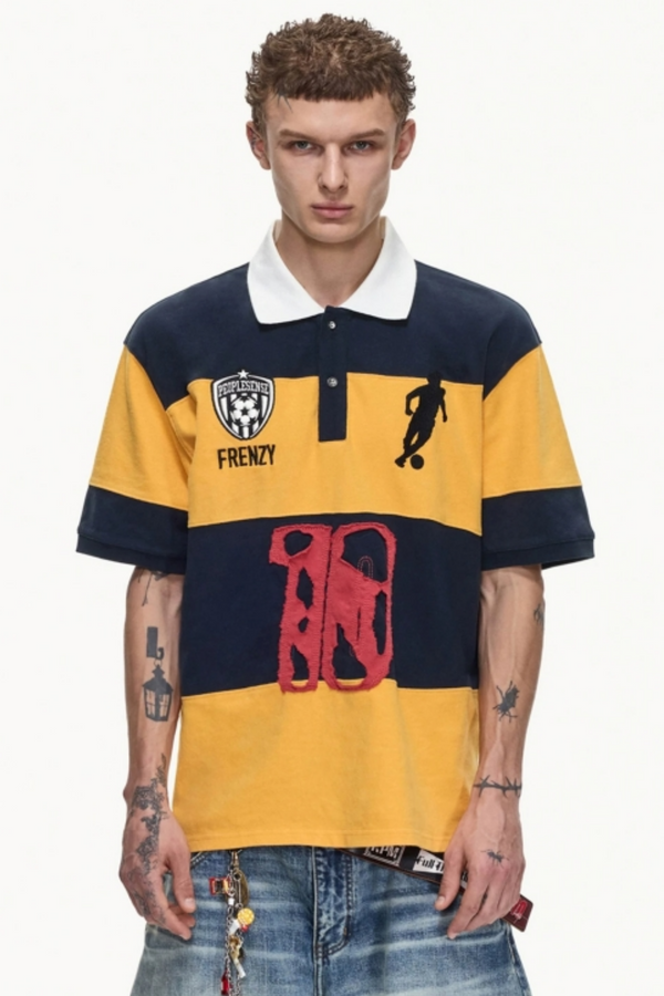 Black and Yellow Striped Polo