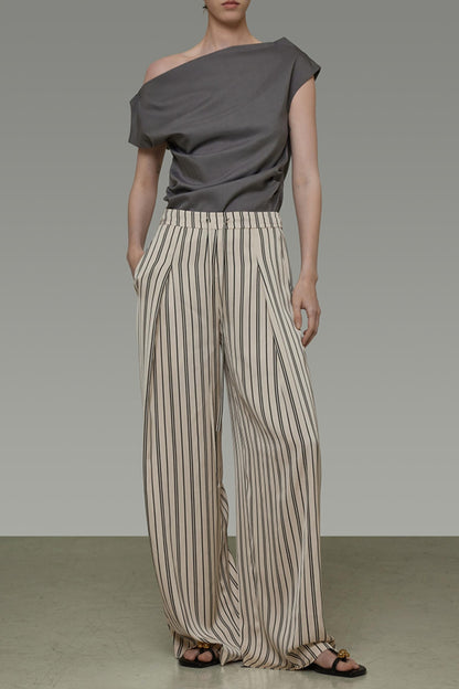 High-Waist Striped Wide-Leg Pants