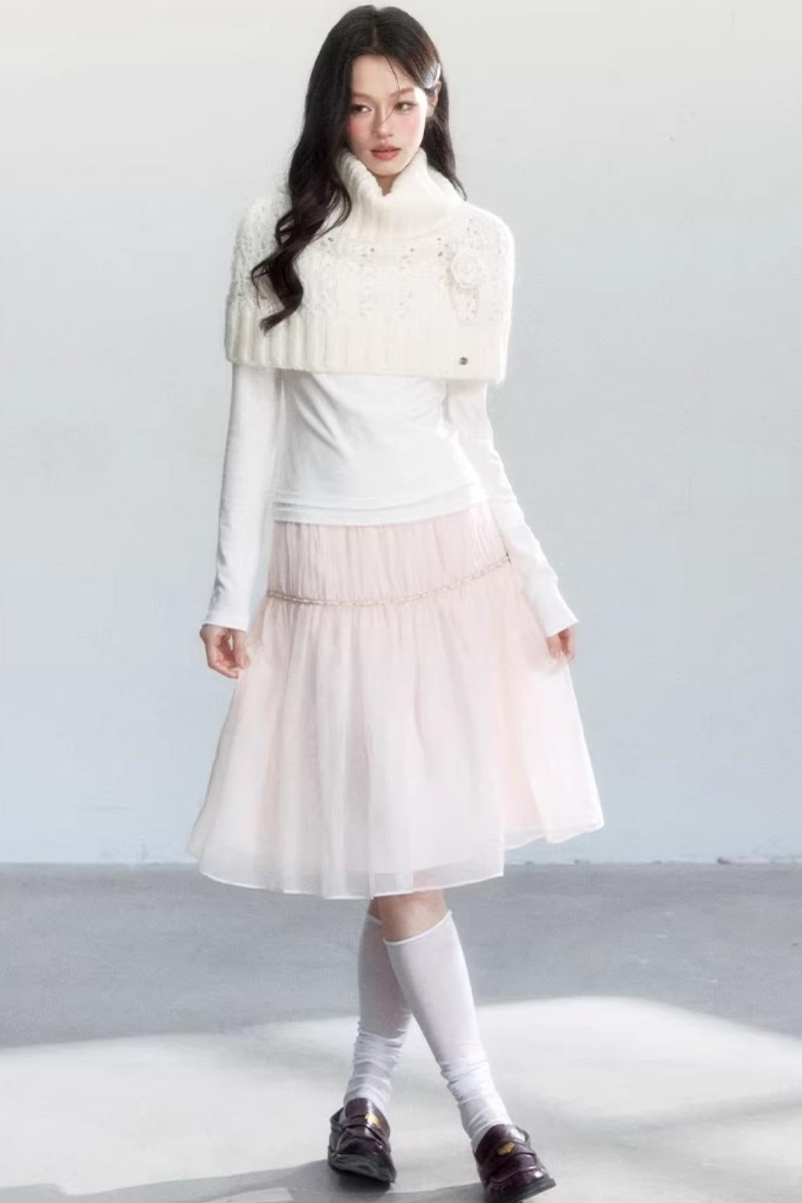 Pink Sheer Long Skirt