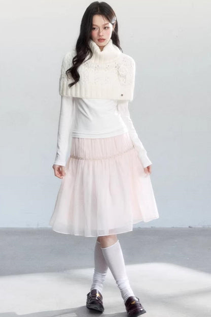 Pink Sheer Long Skirt