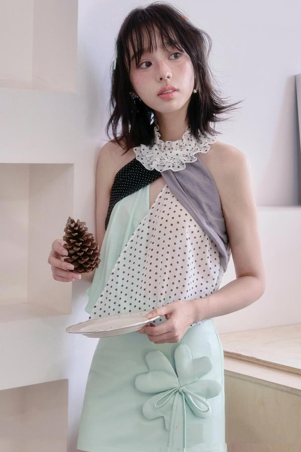 Ruffle Polka Dot Chiffon Blouse