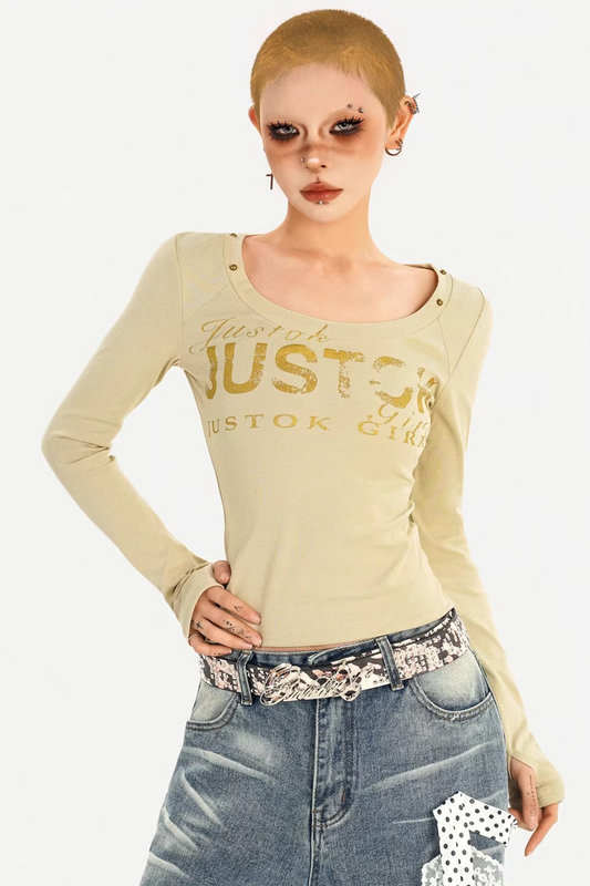 Blouse moulante à imprimé lettres