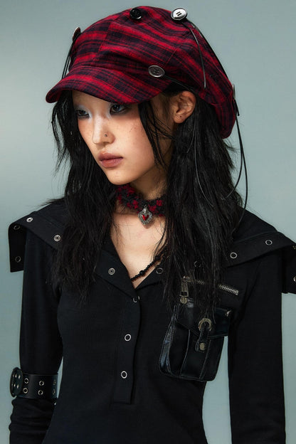 Red Vintage Newsboy Hat