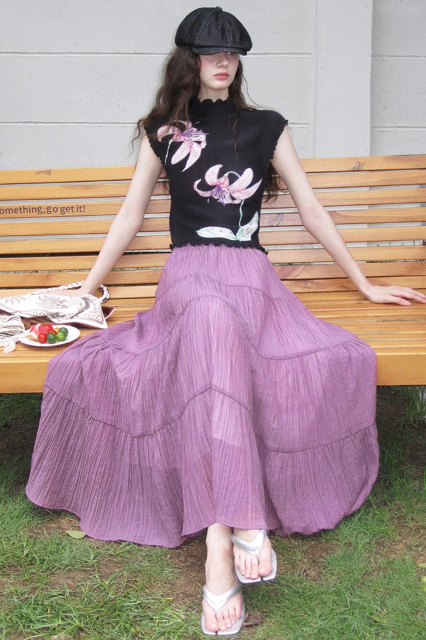 Whisper Purple Stretch Top With Purple Skirt Set-Up