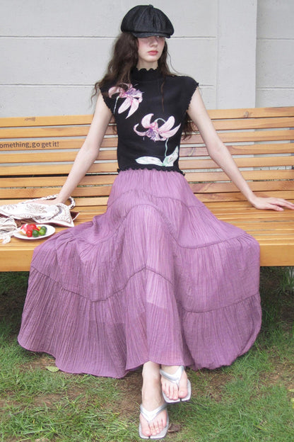 Whisper Purple Stretch Top With Purple Skirt Set-Up