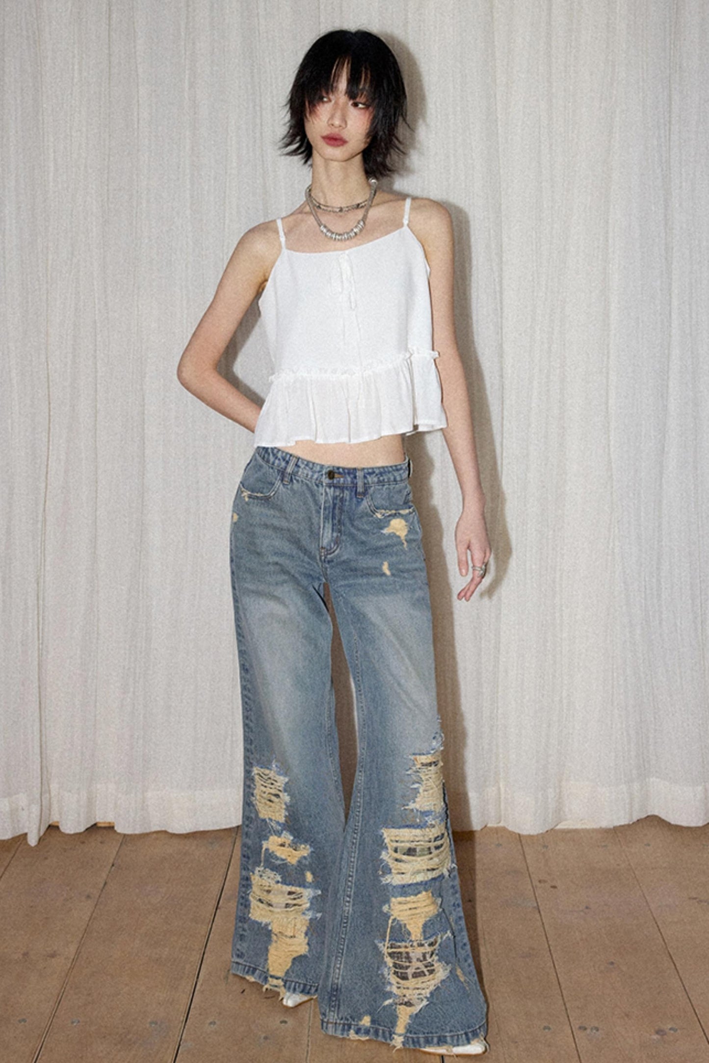 Pure White Suspenders Top