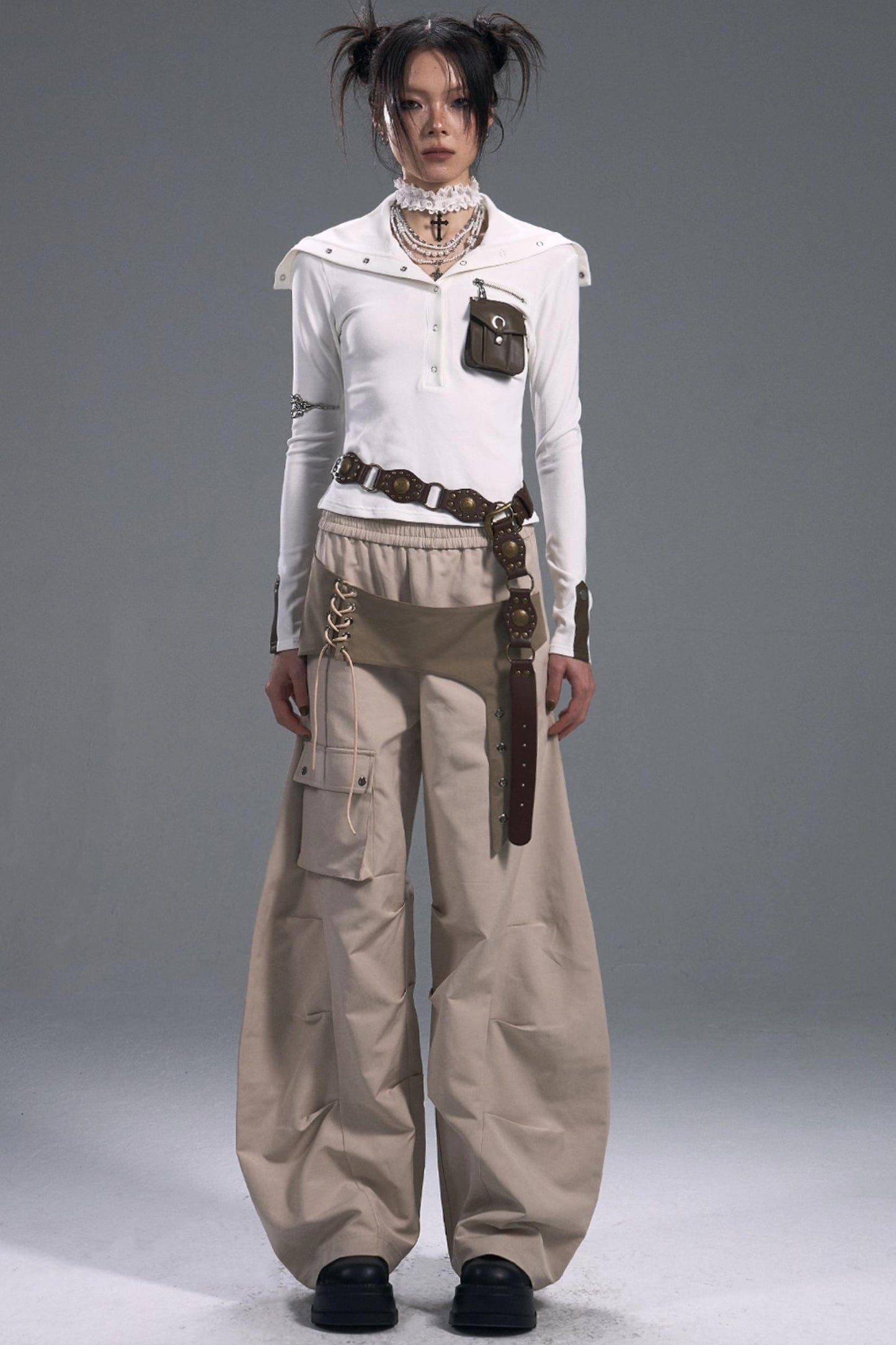 Vintage Lace-Up Cargo Pants