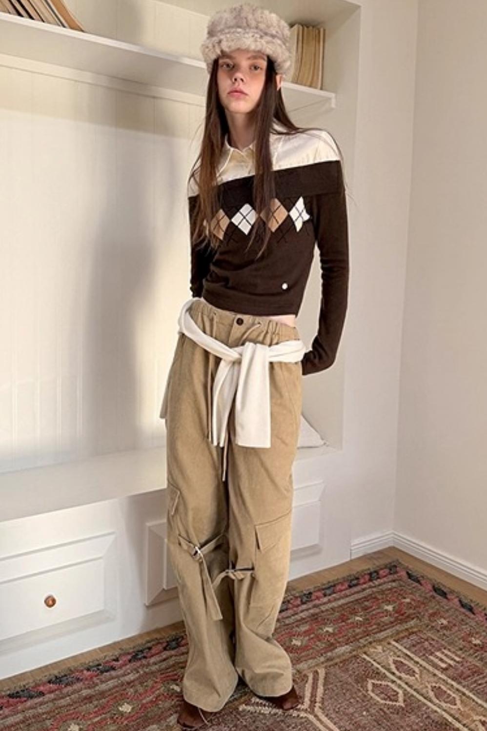 Khaki Fleece-Lined Cargo Pants