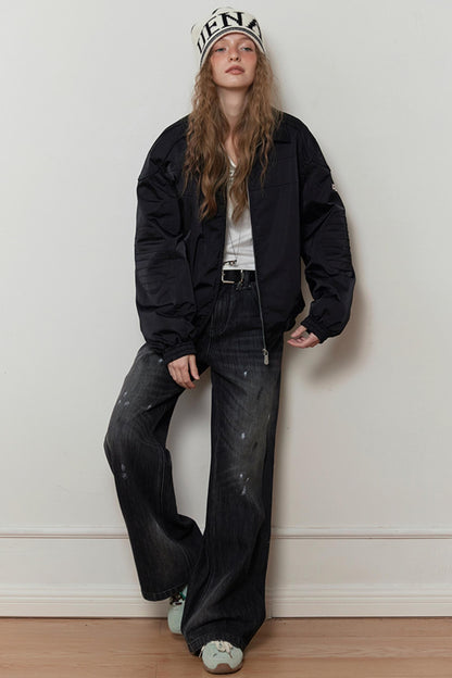 American Retro Distressed Wide-Leg Pants