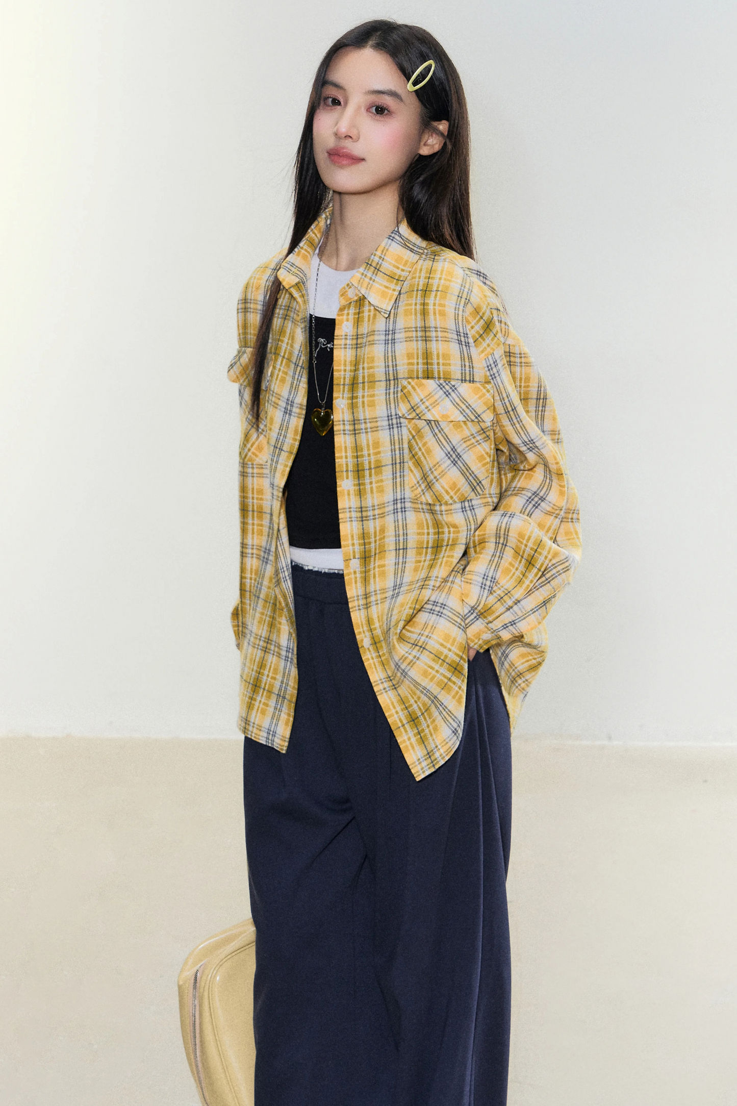 Morning Story Yellow Plaid Shirt Jacket