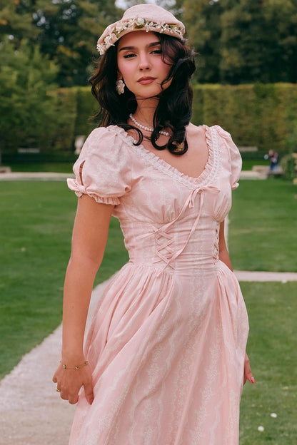 Peach V-Neck Slimming Dress