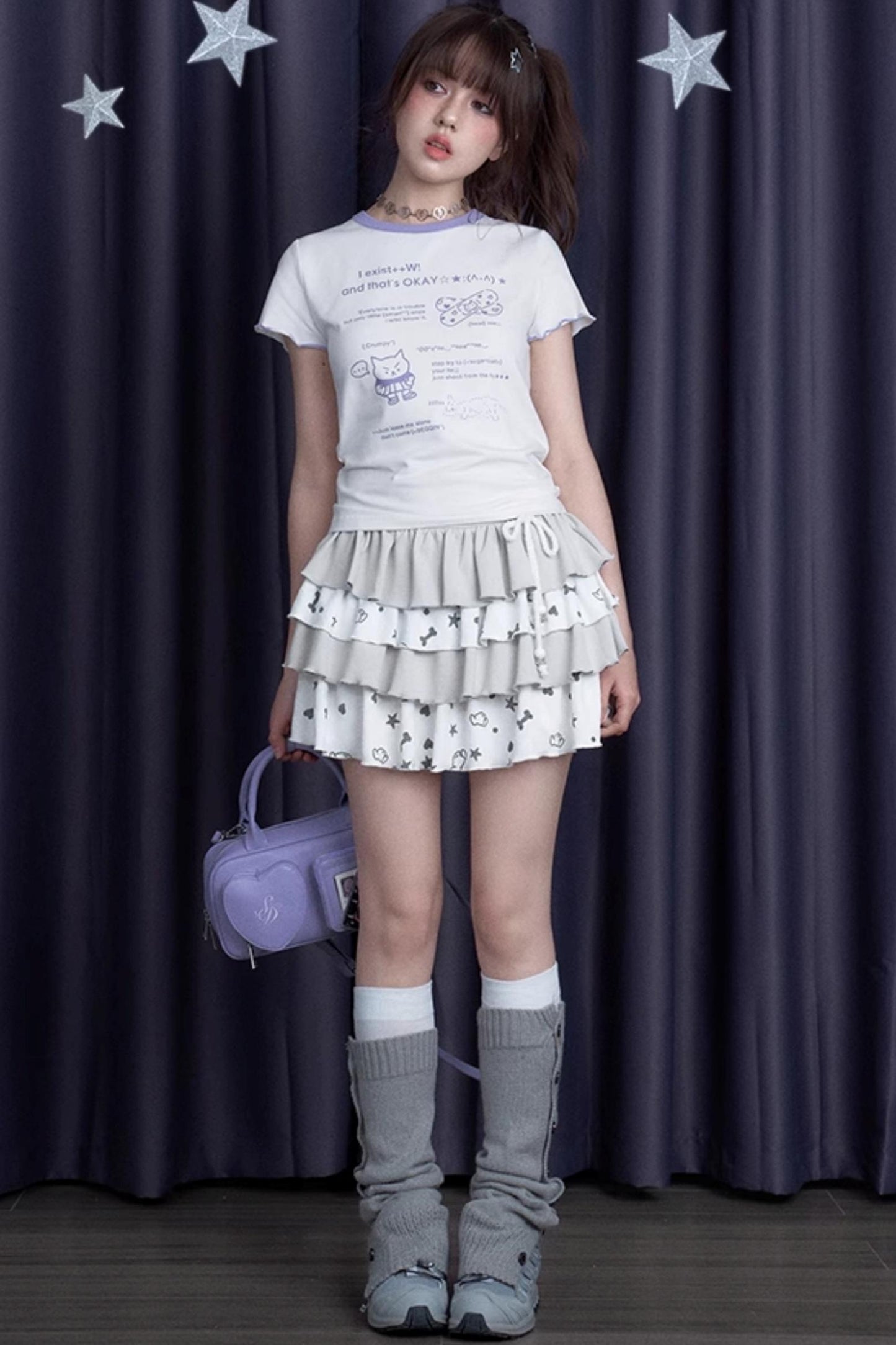 Chic Gray & White Skirt