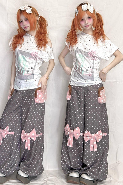 Original Mint White Polka Dot Top