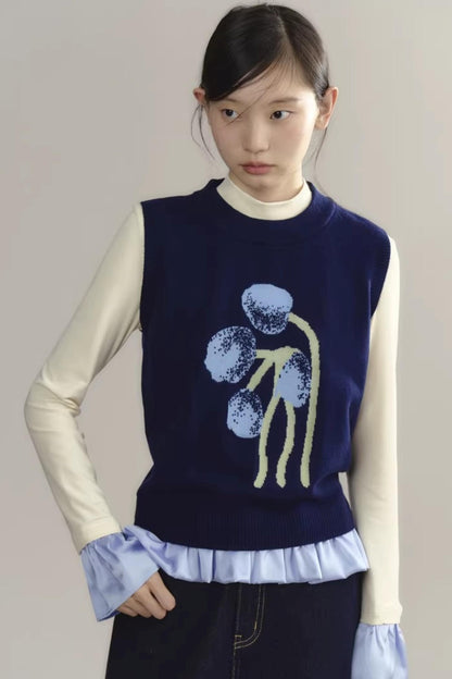 Retro Jacquard Layered Vest