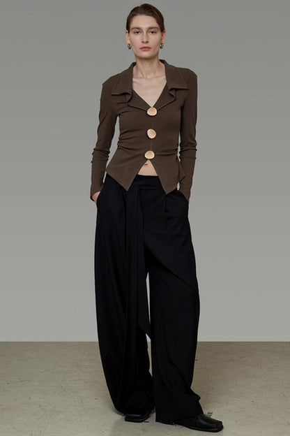 Waist Slimming V-Neck Knitted Sweater