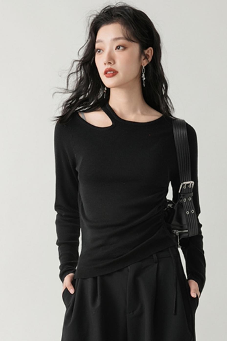 Drawstring Knitted Base Layer Top