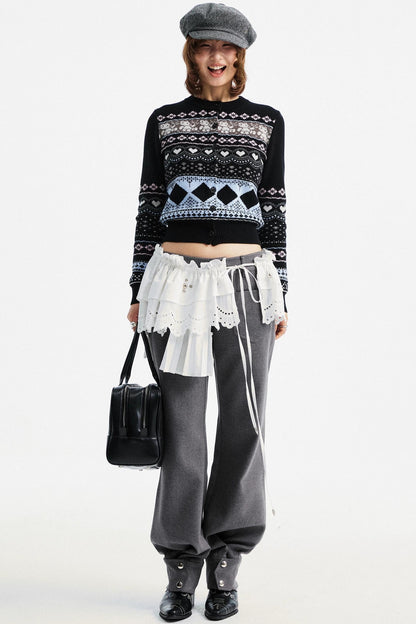 Gray Tapered Flared Pants