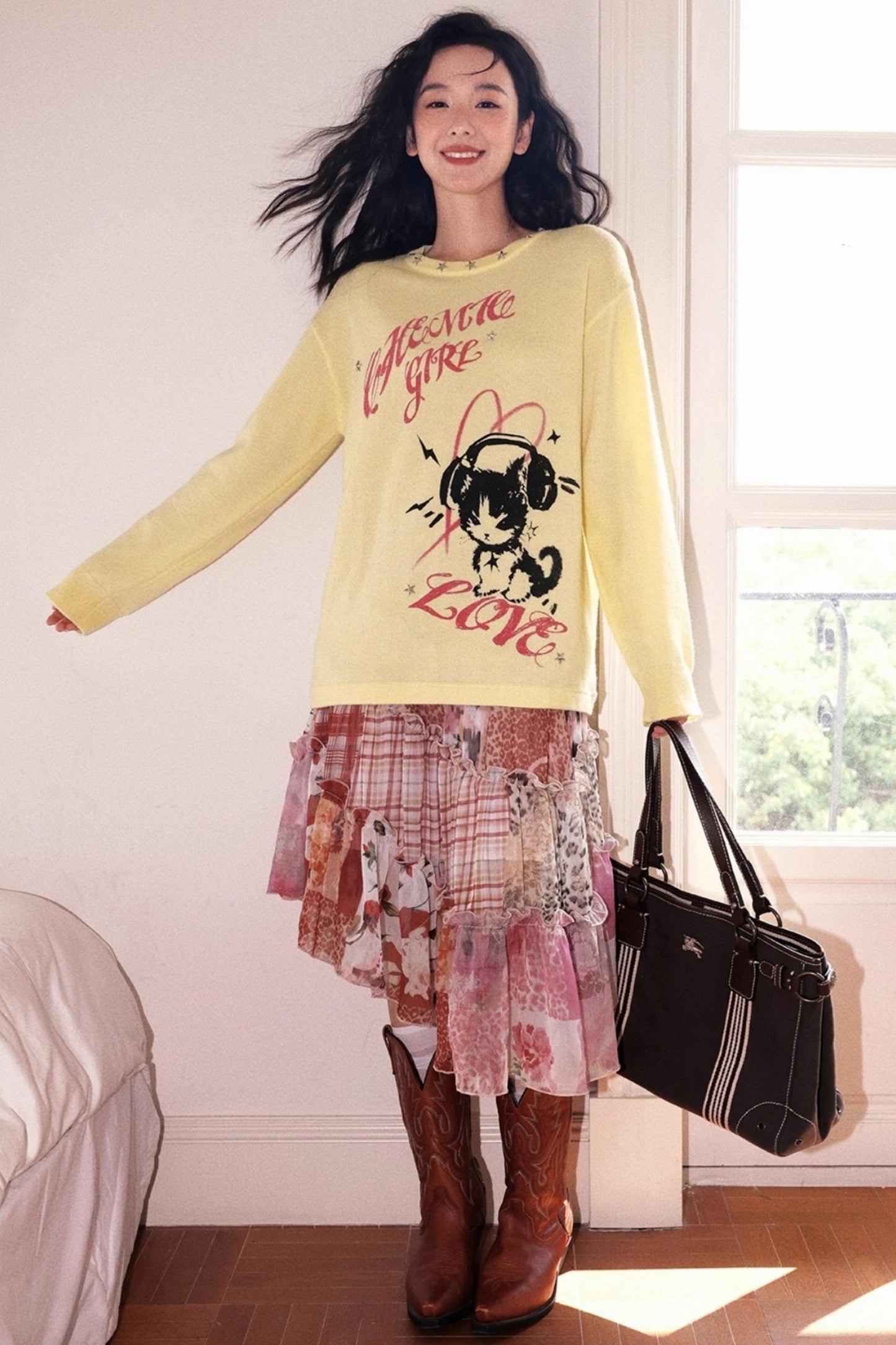 Kitten Note Knitted Sweater