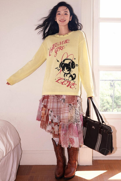 Kitten Note Knitted Sweater