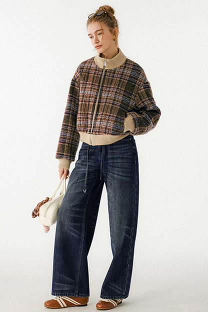 American Retro Plaid Wool Coat