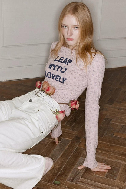 Pink Floral Slim-Fit Sweater