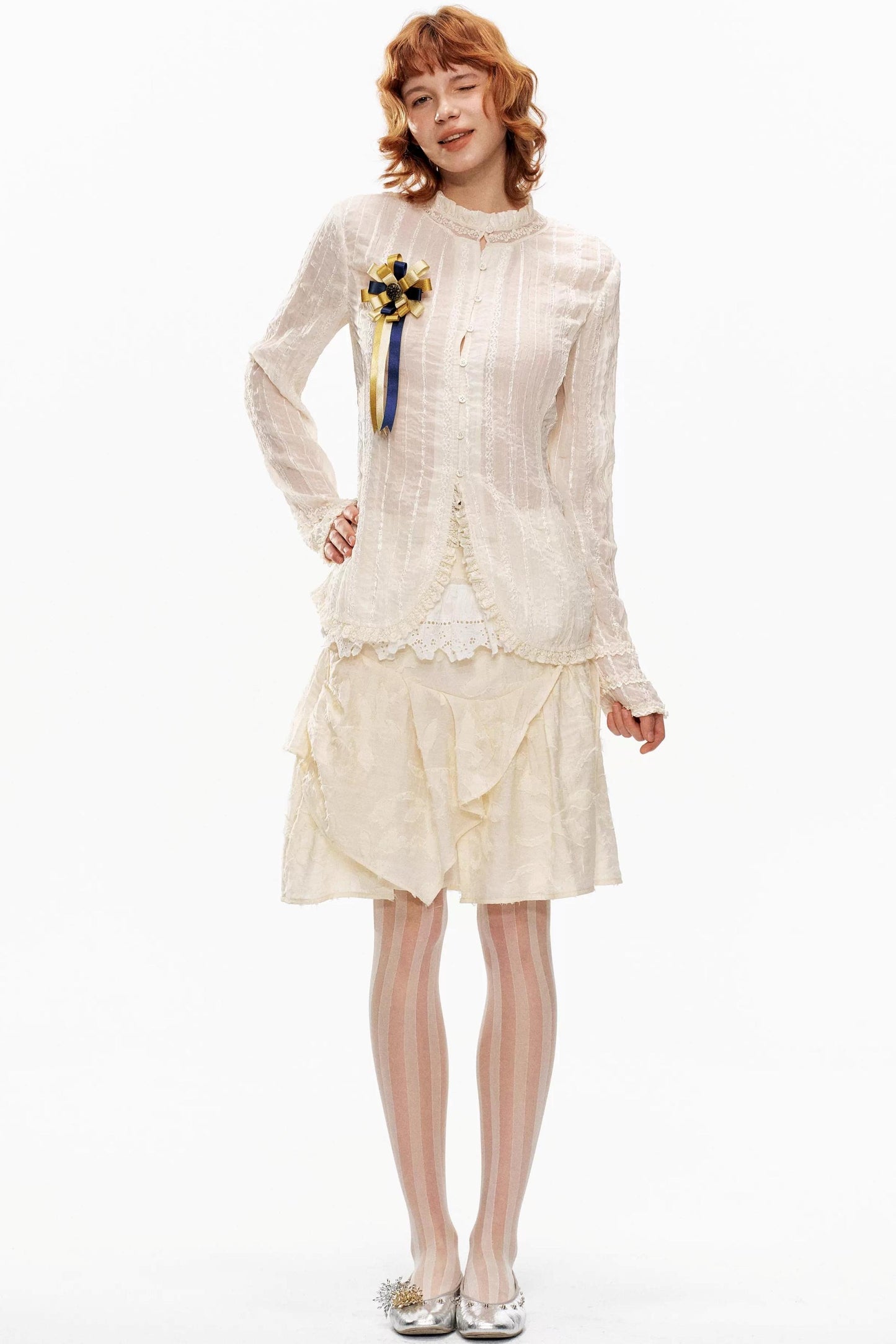 Retro Beige Lace Cardigan Top